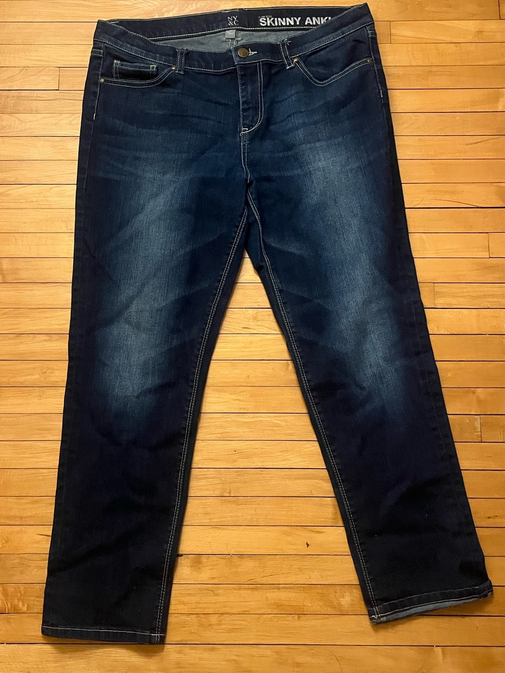 New York & Company Skinny Ankle Jeans in Dark Blue Wash Size 12